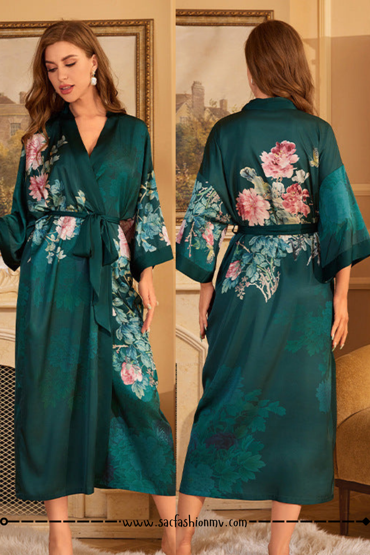 NEW.! Luxury Lace-up Morning Gowns Bathrobe