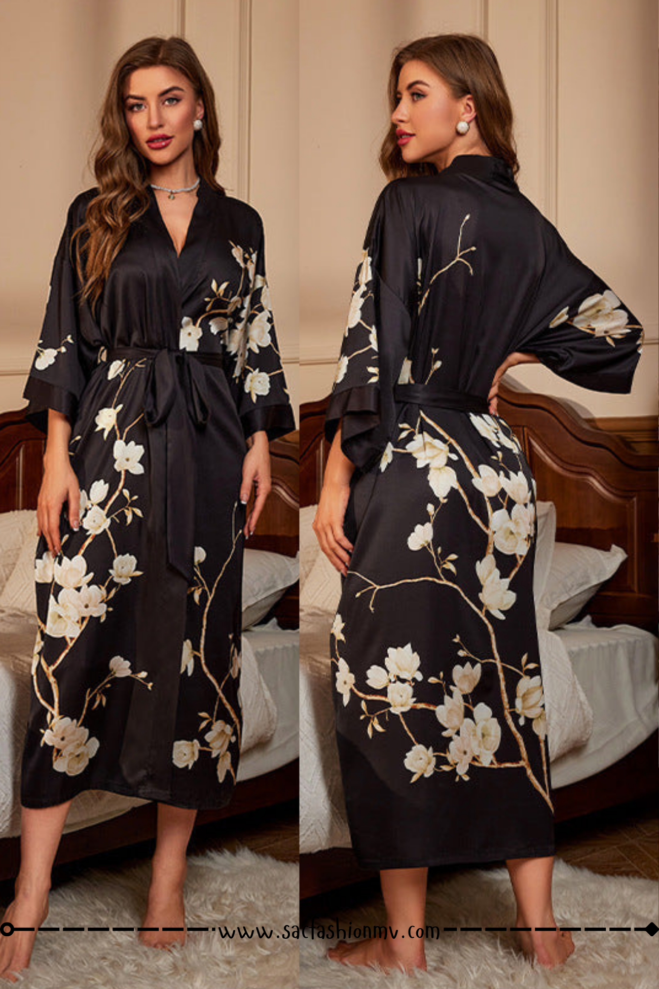 NEW.! Luxury Lace-up Morning Gowns Bathrobe