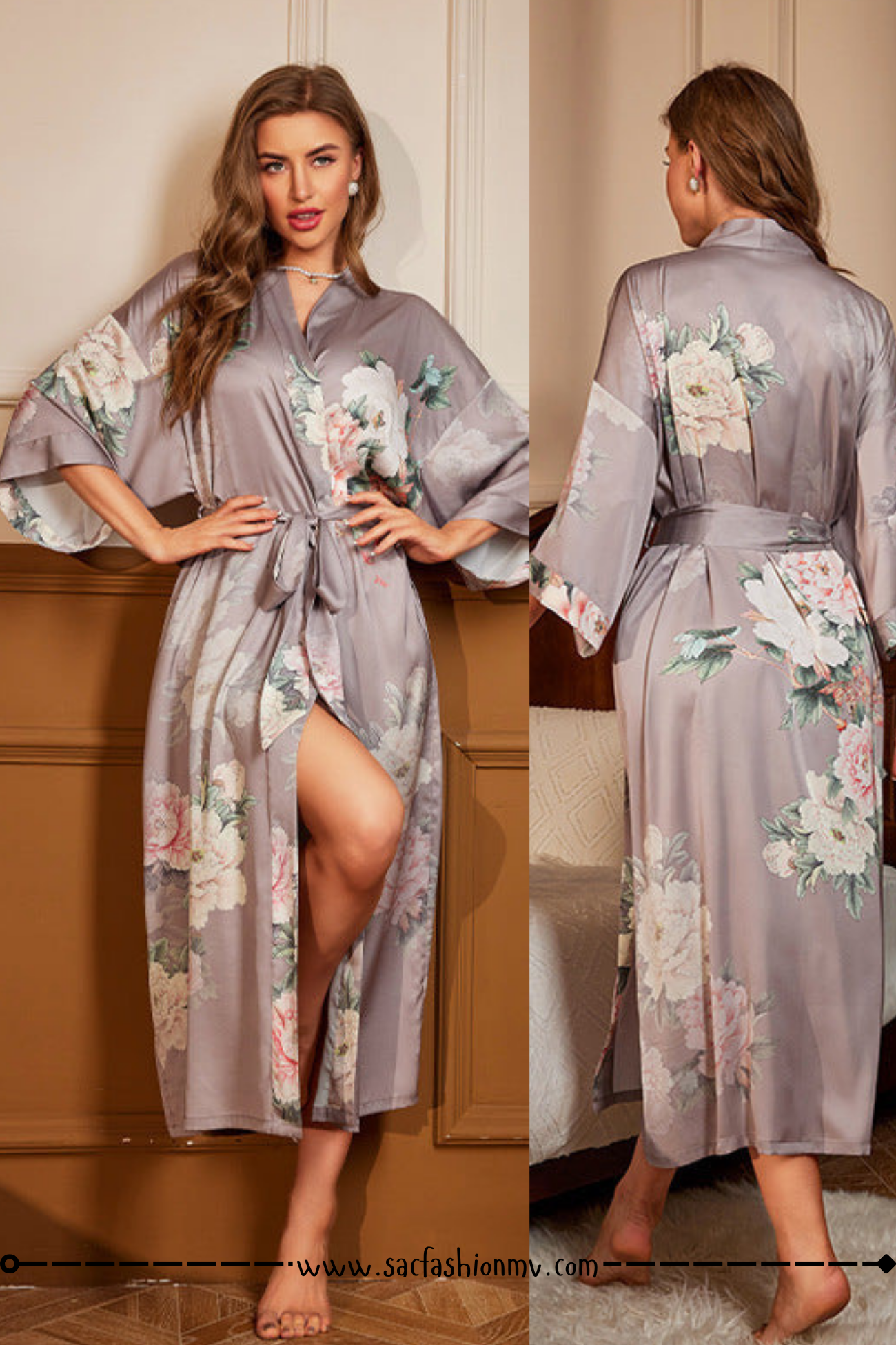 NEW.! Luxury Lace-up Morning Gowns Bathrobe