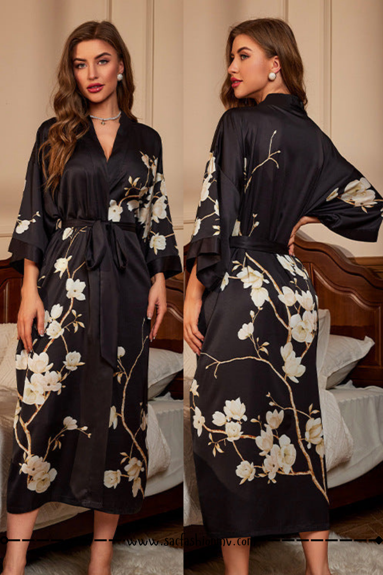 NEW.! Luxury Lace-up Morning Gowns Bathrobe