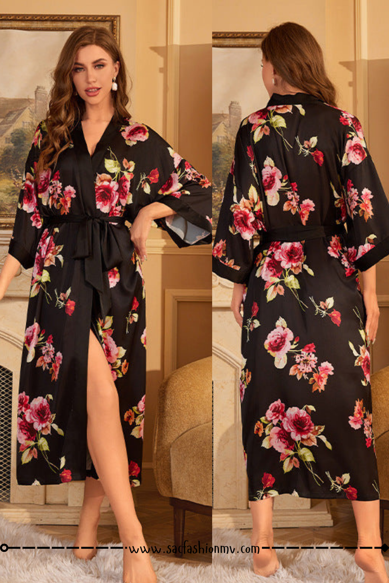 NEW.! Luxury Lace-up Morning Gowns Bathrobe