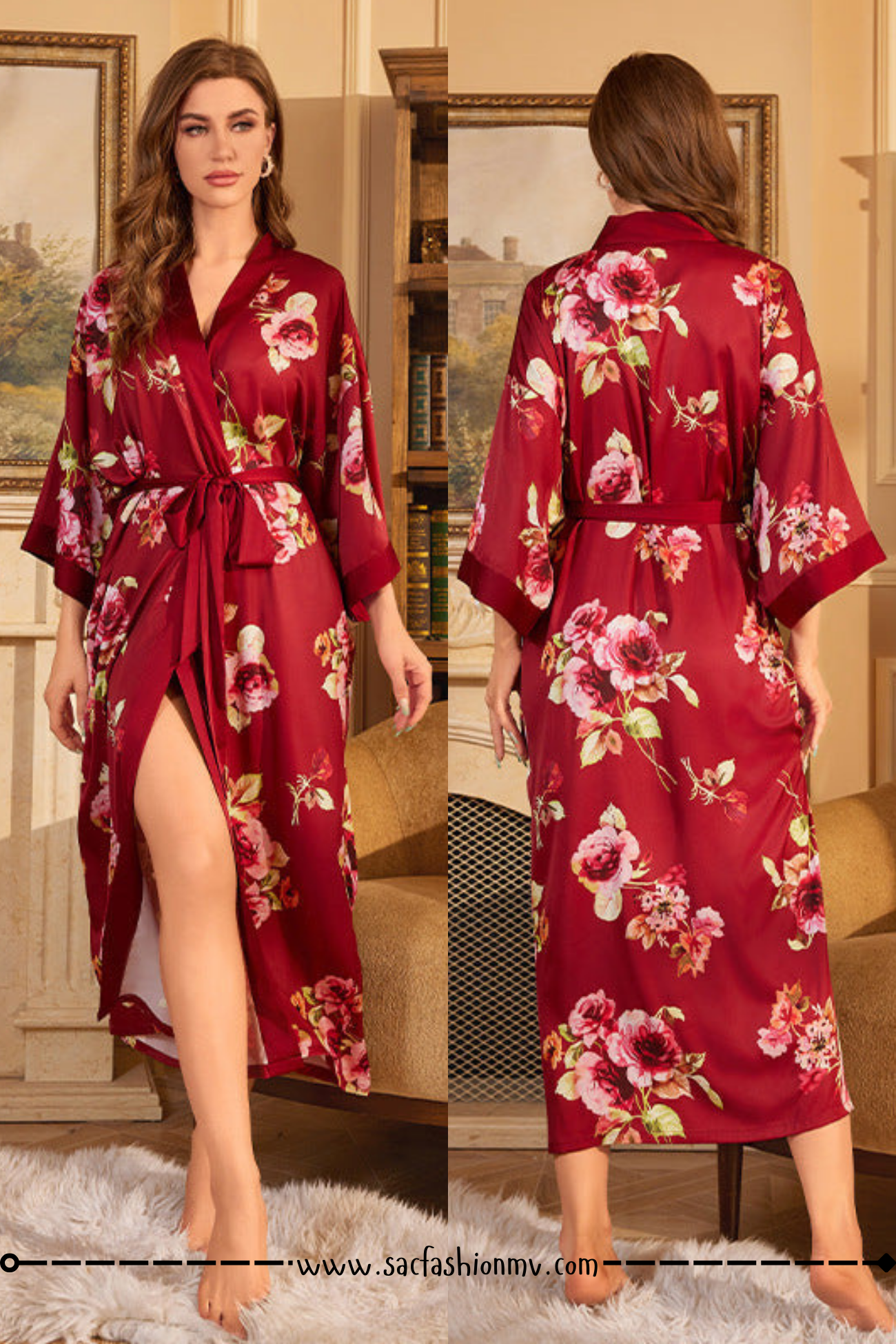 NEW.! Luxury Lace-up Morning Gowns Bathrobe