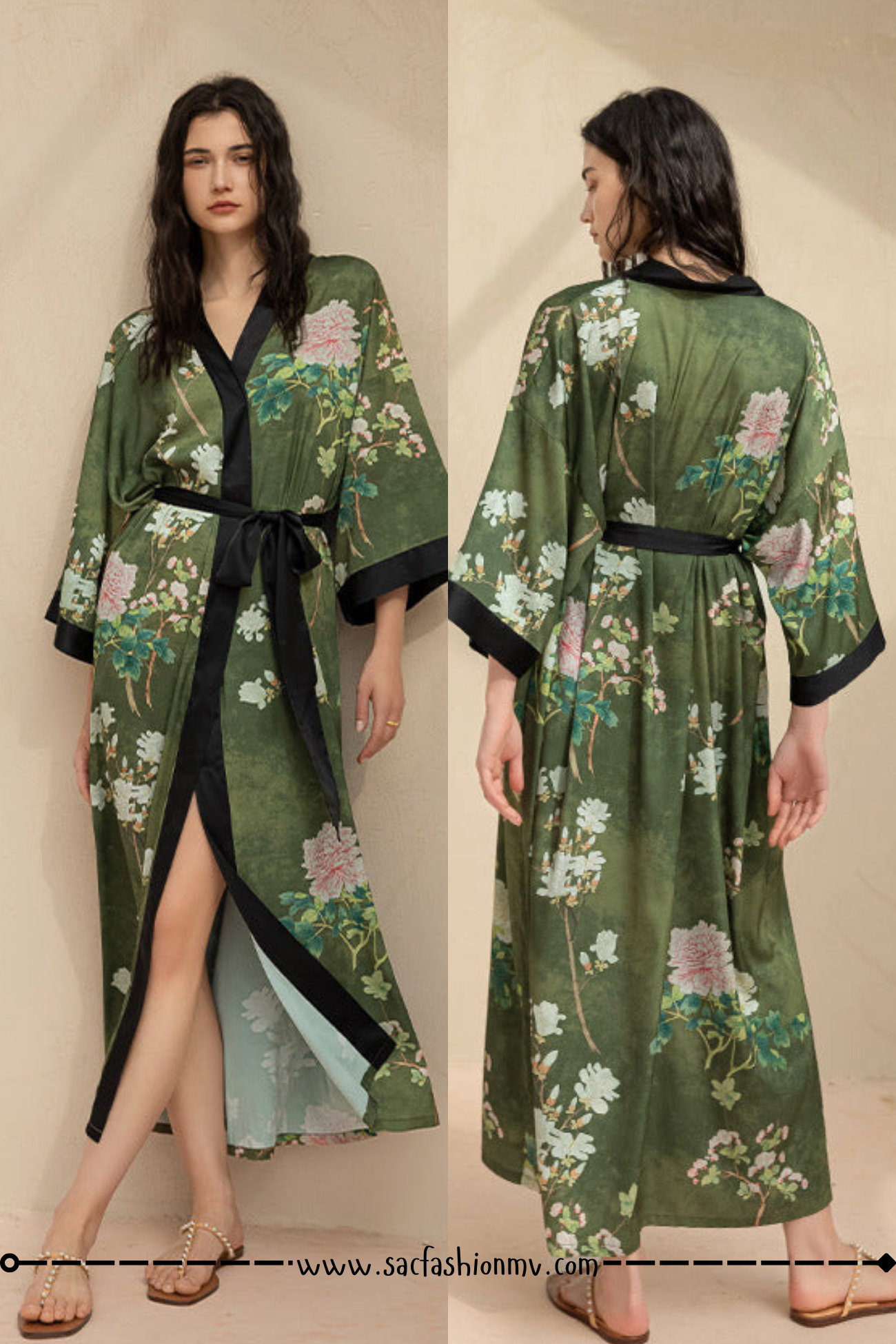 NEW.! Luxury Lace-up Morning Gowns Bathrobe